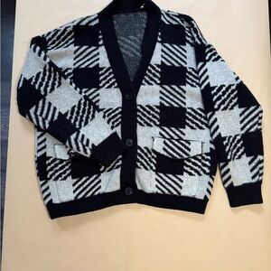 Black and White Checkered Men's Sweater